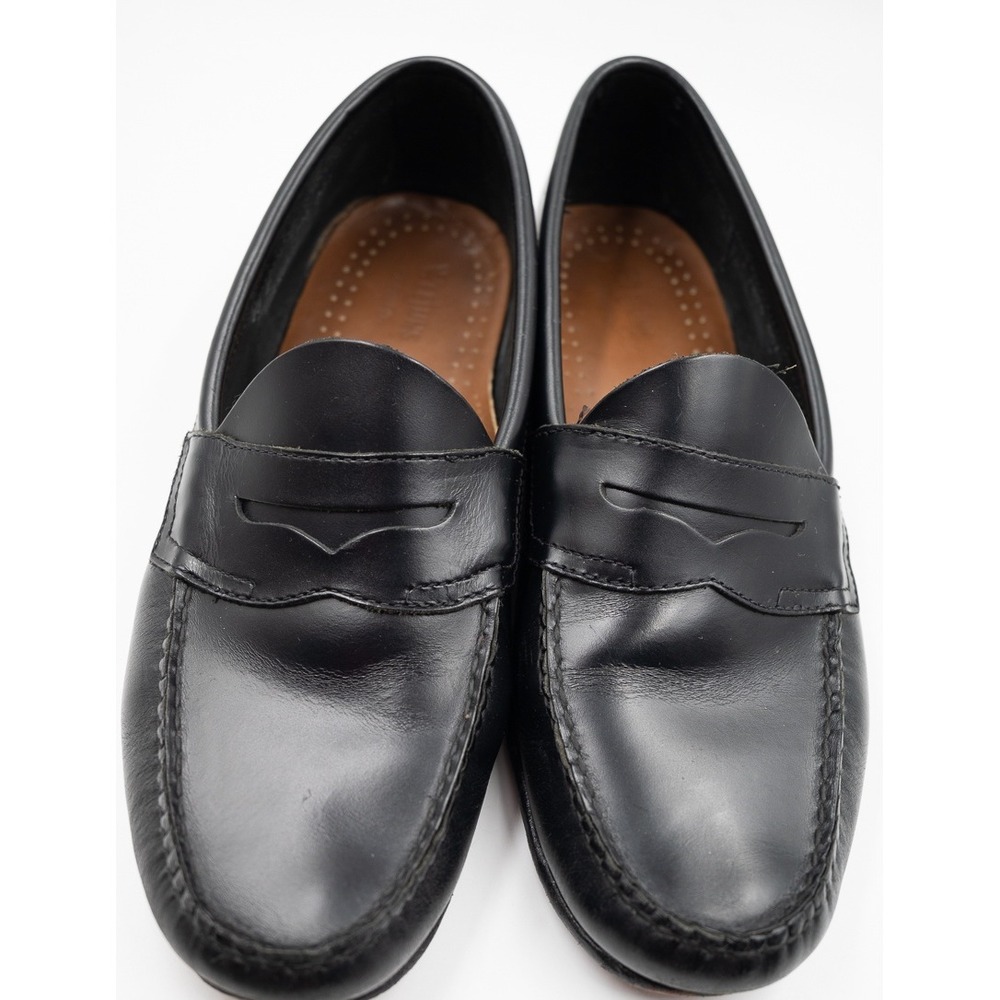 GH Bass Weejuns Logan Shoes Men's 10 D Black Leather Penny Loafers Moc Slip Ons